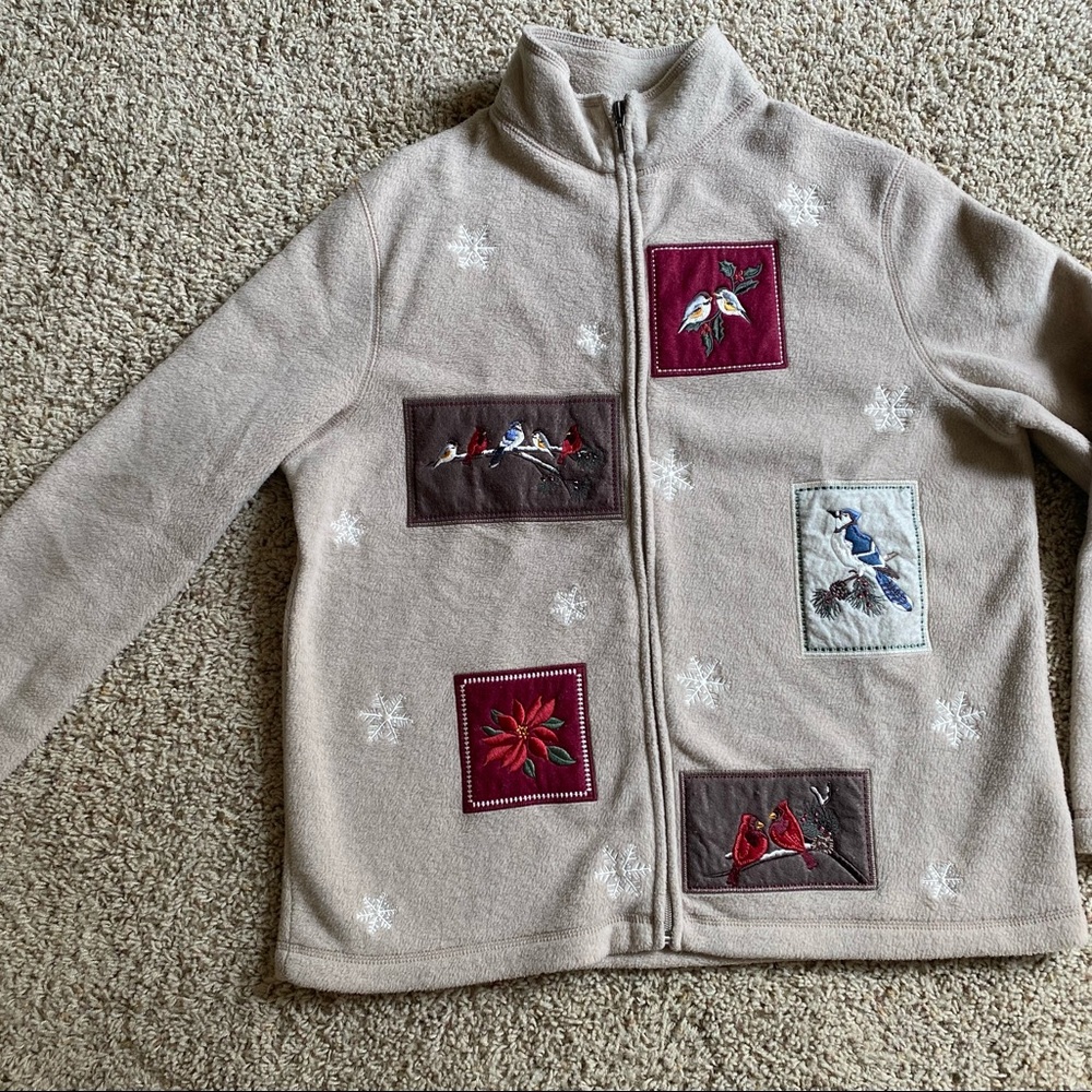 Croft & Barrow Fleece "Birds" Size PM Womens Full Zip
